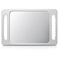 Unbreakable Handheld Barber Mirror with Double Handles - Silver Gray, 15.8 x 10.2 inches