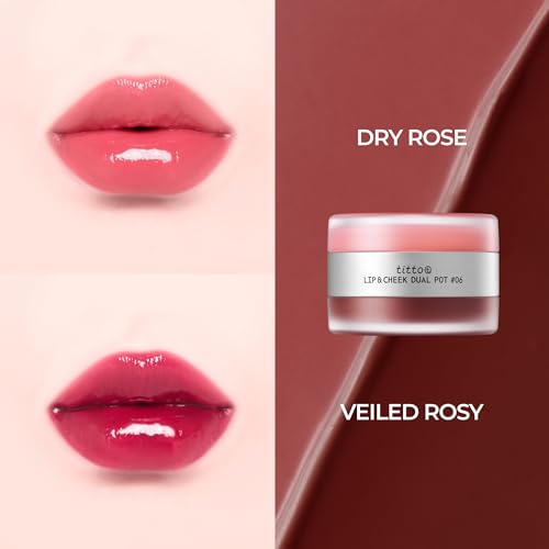 Titto Lip & Cheek Dual Pot - Veiled Rosy & Dry Rose Tinted Balm & Blush Set