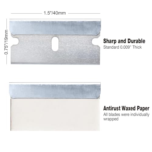 Great Andrew Single Edge Razor Blades, 300 Pack Straight Edge Razor Blade Safety Refills Blades Scraper for Box Cutting, Crafts, DIY, Heavy Duty & Industrial Use