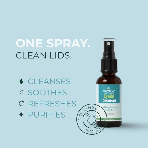 NOVEHA Eyelid Cleanser & Stye Eye Treatment Spray 4oz - Gentle Lash & Eyelid Care