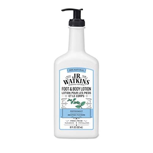 J R Watkins Foot & Body Lotion, Peppermint, 18 fl oz (532 ml)
