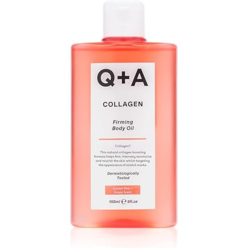 Q+A Collagen Body Oil (150ml), Nourishing Body Moisturizer with Vegetable Collagen, Immortelle Oil and Omega-9, Supports Firmness, Boosts Elasticity and Targets Stretch Marks, Vegan and Cruelty Free