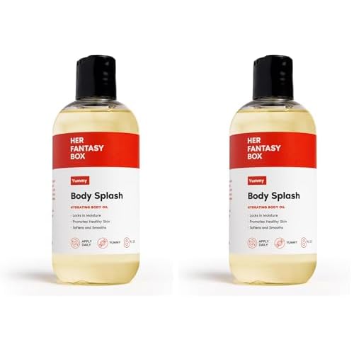Her Fantasy Box | Body Splash Hydrating Body Oil (Yummy) - Moisturizing, Non-Greasy Formula for Soft, Smooth Skin - All-Natural, Lightweight & Nourishing (Pack of 2)