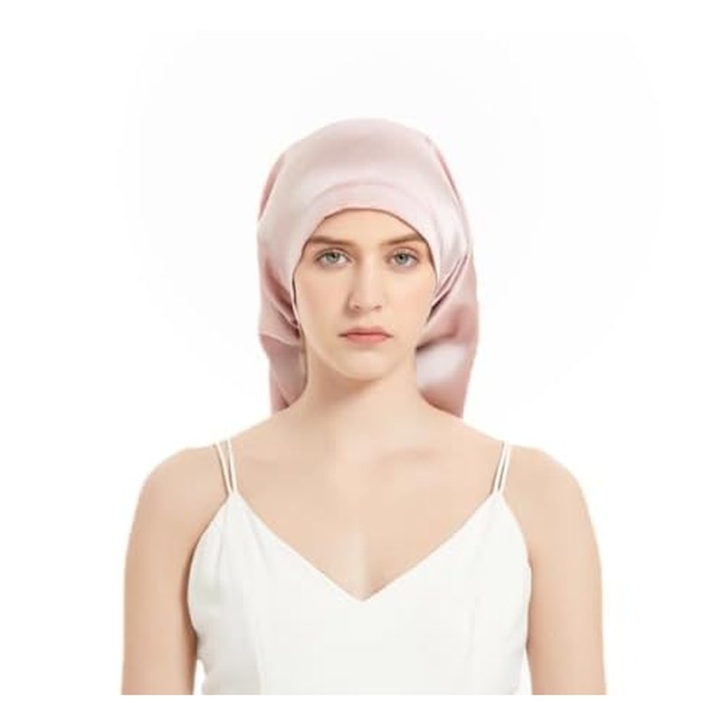 100% Real Mulberry 19 Momme Silk Bonnet -Tie Band Bonnet for Curly Hair - Silk Hair Wrap for Women Night Cap-Sleeping Cap