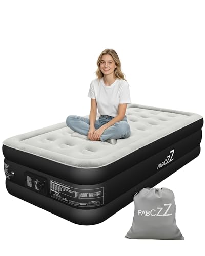 Black Twin Air Mattress with Built-in Pump, 18-Inch Height, Supports Up to 500 lbs