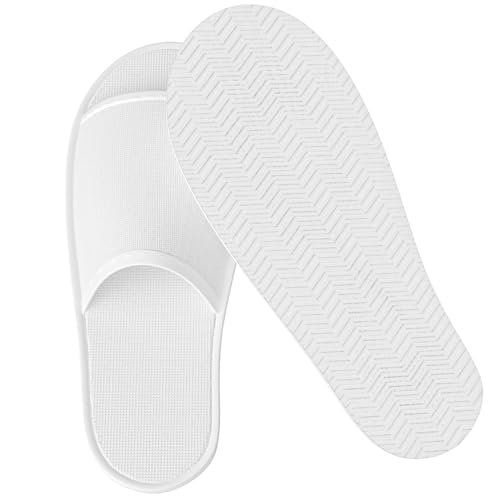 8.5-10 Women & 7-9 Men Linen Open Toe Spa Slippers Bulk Hotel Reusable Indoor Bathroom Travel