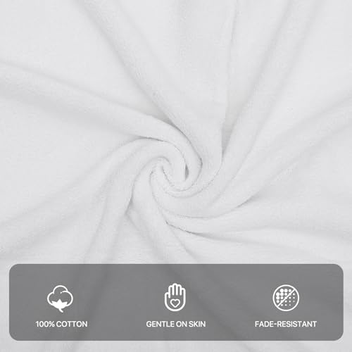 MoNiBloom 12-Piece 100% Cotton Face Wash Cloth Set for Bathroom Home Hotel Spa Gym Yoga Shower Highly Absorbent Ultra Soft Quick-Dry (White)