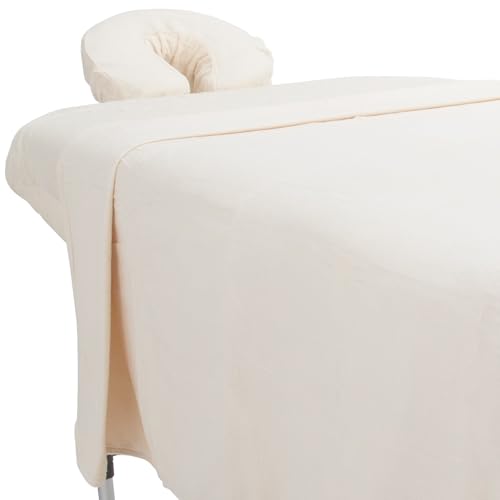ForPro Luxury TerrySoft 3-Piece Massage Sheet Set, Natural, Ultra-Soft, Stain and Wrinkle-Resistant, Includes Flat and Fitted Sheets and Face Rest Cover