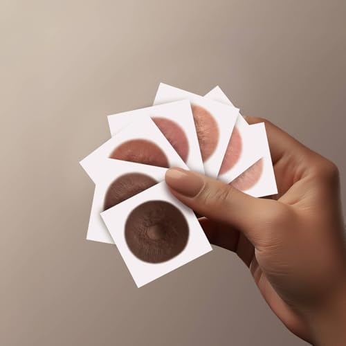 Temporary Areola Nipple Tattoos - Realistic Flat 3D Look for Mastectomy Recovery - Olive / Medium (Pack of 10)
