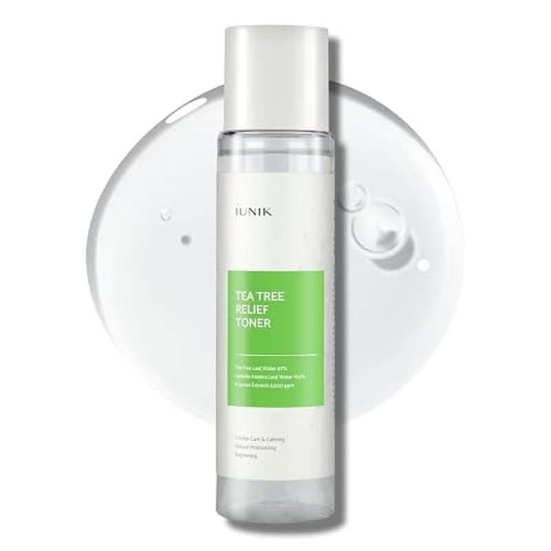 IUNIK Tea Tree Relief Vegan Face Toner - Facial Moisturizer Acne-Prone Irritated Skin w Tea Tree 67% Centella Asiatica 19.5% 6.7 Fl OZ Sensitive Skin Breakout Rosacea Blemish Plant-Based Ingredients