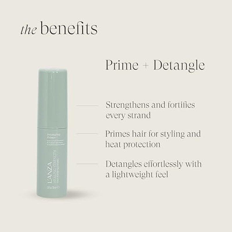 L'ANZA Healing Strength Detangling Primer, Leave-In Detangler, Prevents Breakage, UV & Heat Protection, Strengthens & Repairs Damaged Hair, Smooths, Anti-Frizz, Color Safe, Sulfate Free