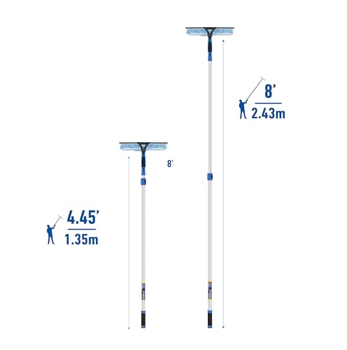 Professional 14-Inch Window Squeegee & Scrubber with 8’ Telescopic Pole