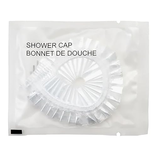World Amenities Waterproof Shower Cap (Clear Frosted Sachet), Travel Size Hotel Amenities, Airbnb