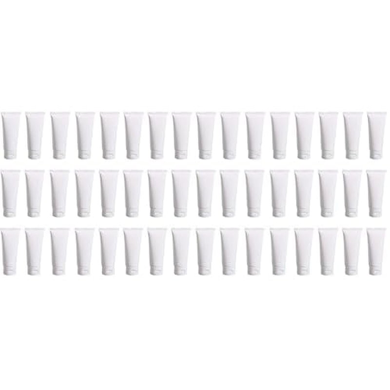 24PCS 30ML/1oz Empty Refillable Cosmetic Squeeze Tube Bottle Containers Jars Pot With Flip Cap For Makeup Shampoo Facial Cleanser Body Cream Shower Gel Liquids Lip Gloss (White) (Pack of 2)