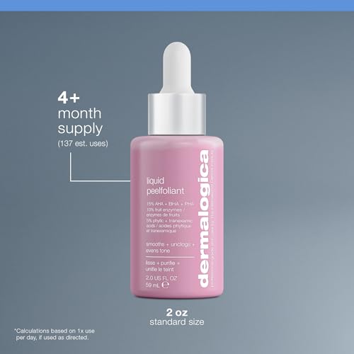 Dermalogica Liquid Peelfoliant with Glycolic Acid, Face Exfoliator Peel with AHA BHA PHA, Smooths Fine Lines and Wrinkles, Unclogs Pores, and Improve Skin Tone - 2 fl oz