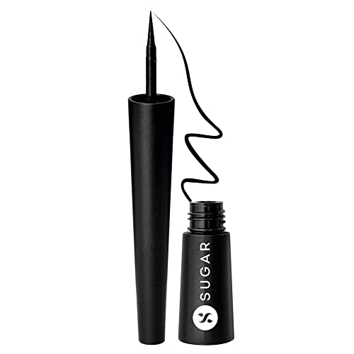 SUGAR Cosmetics Gloss Boss 24Hr Glossy Eyeliner Gel With Brush Smudeproof & Waterproof - 2.5 ml (Pack of 1) 01 Back In Black (Black Eyeliner)