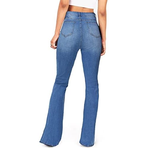 Women's Fashion High Waisted Wide Leg Bootcut Slim Denim Flare Bellbottom Jeans