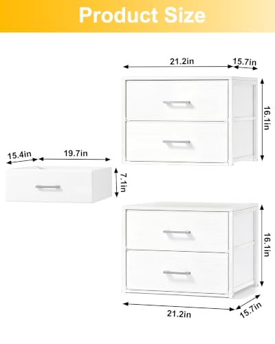 Stackable Closet Drawers for Clothes - 2 Pack, 15.7”D x 21.2”W x 16.1”H, Fabric Storage Organizer