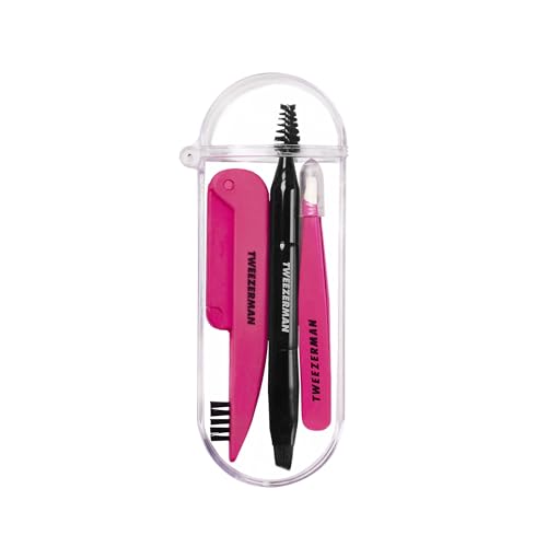 Mini Brow Rescue Kit with Tweezers, Brush & Razor for Eyebrow Grooming
