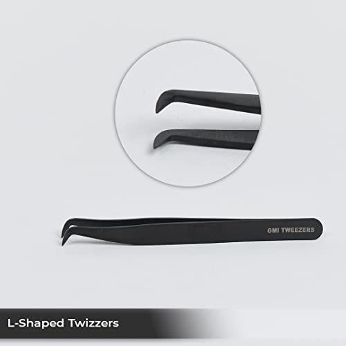 Professional Eyelash Extension Tweezers - Stainless Steel Eyelash Extension Kit - Pack of 2 Eyelashes Extension Tweezers ? Lash Tweezers for Eyelash Extensions - False Eyelash Applicator tool.
