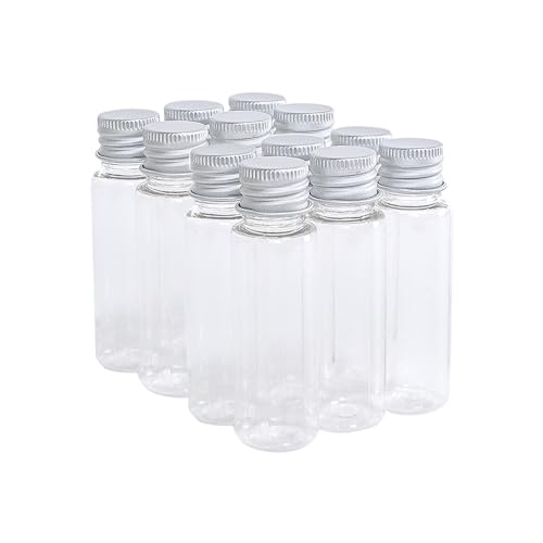 100pcs Clear Plastic Bottle With Aluminium Screw Cap Tiny Jars Cosmetic Container Travel Kit Empty Refillable Bottles Jars 25ml