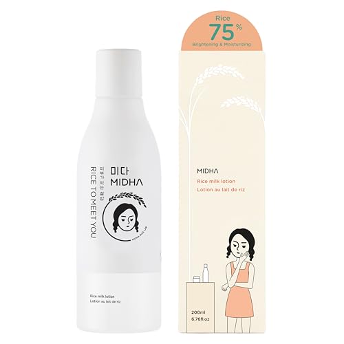 MIDHA RICE MILK LOTION, 6.76fl.oz/200ml, Deep Hydration, Soothing Care, Lightweight Nourishment ? Smooth Skin Texture, Radiant Finish, Glowing Complexion