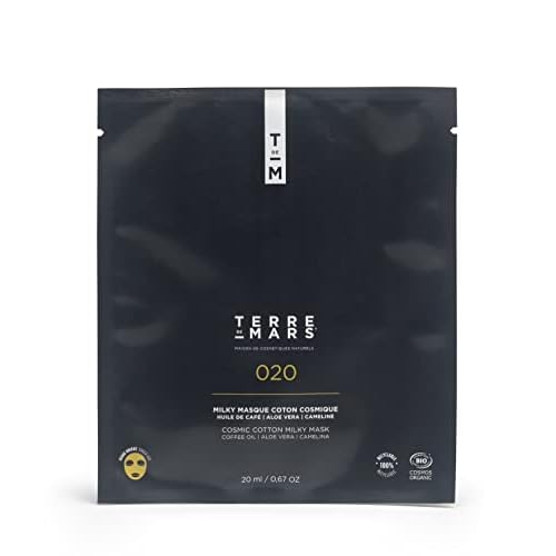 TERRE DE MARS Cosmic Cotton Milky Mask, Creamy Face Mask, Infused With Chamomile, Aloe Vera and Caffeine, Made in France, Vegan and Cruelty Free, Biodegradable (.67 Oz)