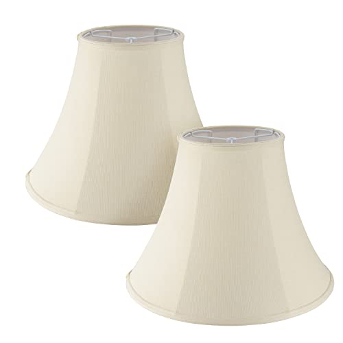 Set of 2 Cream Bell Shaped Collapsible Lamp Shades - 8" Top 17" Bottom