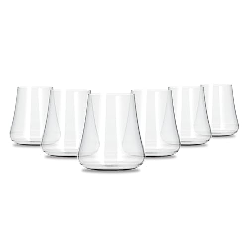 Stemless Crystal Wine Glasses Set of 6 - Universal Drinkware for Wine, Beer & Cocktails