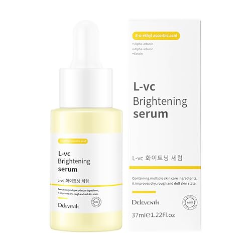 DEleventh Korean Brand Vitamin C Brightening Face Serum 37ml / with 3-O-Ethyl Ascorbic Acid, Niacinamide and ¥á-Arbutin, Reduce Dark Spots and Fine Lines, Enhance Elasticity, Hydrate, and Protect Skin