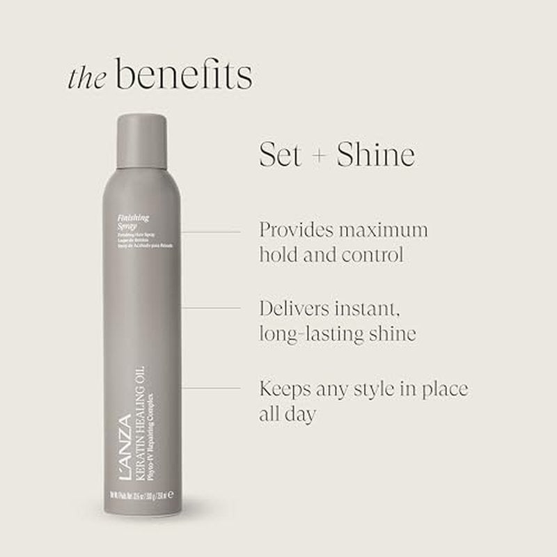 L'ANZA Keratin Healing Oil Finishing Spray For Hair Strong Flexible Hold, Humidity Resistant, Adds Lustrous Shine, Brushable, Heat Protection, Color Safe, Sulfate Free (10.6 Fl Oz)