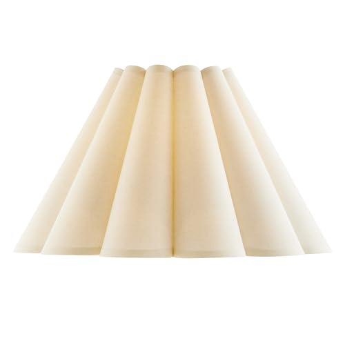 Cream Linen Empire Box Pleated Lamp Shade - 6" Top x 16" Bottom x 10" Slant, Spider Fitter, Large