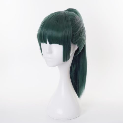 Anime Cosplay Wigs for Men and Women, Maki Zenin Style, High-Temperature Fiber, Detachable Ponytail, Natural Look