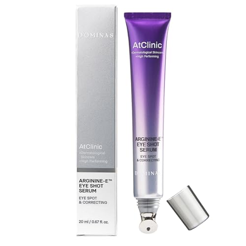 DOMINAS AtClinic Arginine-E Eye Shot Serum - Eye Bag & Puffiness Reducer with Caffeine, Niacinamide, Cooling Guasha Tip, Dark Circles & Firming, Anti-Aging, Korean Skincare, 0.67 fl oz
