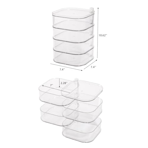 4-Layer Hair Tie Organizer with Rotating Stacks - Clear, Stackable