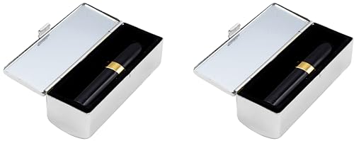 Stephanie Imports Set of 2 Rectangular Lipstick Cases with Glass Mirror - Silver Checker (Variation: Silver Checker)