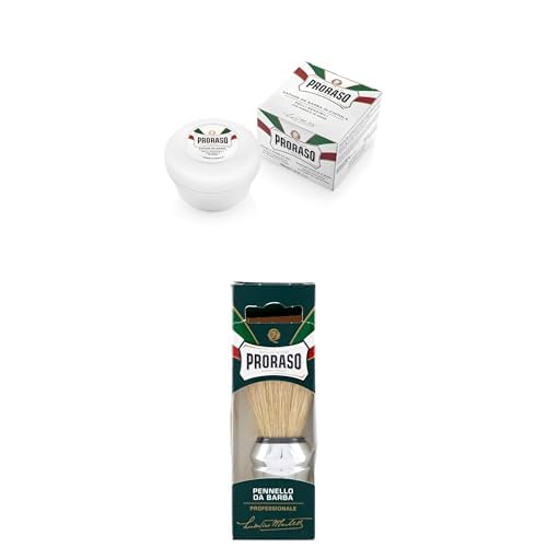 Proraso Shaving Soap in a Bowl, Sensitive Skin + Professional Shaving Brush