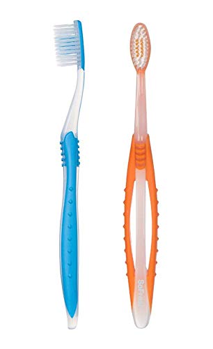 SoFresh Adult Flossing Toothbrush Bundle with Wide Grip & Dual Action Bristles