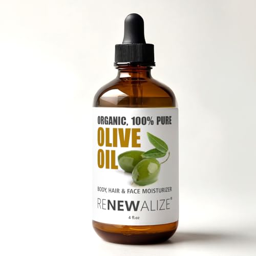 Certified Organic Extra Virgin Olive Oil for Skin & Hair Moisturizer - Cold Pressed, Unrefined