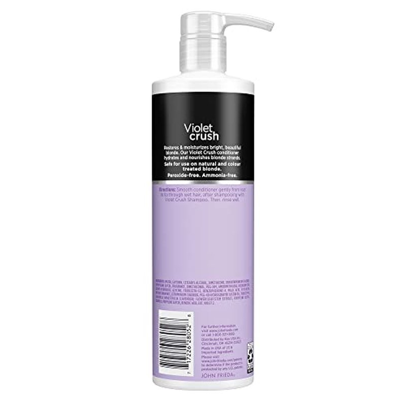 John Frieda Violet Crush Purple Conditioner, Purple Conditioner for Blonde Hair, Crushed Violet Pigments Neutralize Brassy Tones for Cooler, Brighter Blonde, 16 FL OZ (475ml)