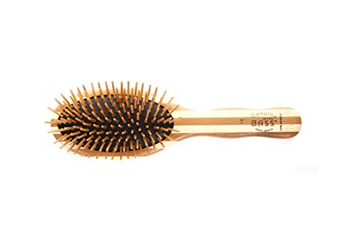 Large Oval Wooden Bristle Hair Brush with Bamboo Handle - Body Care