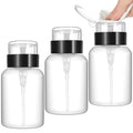 3 Pack 6.8oz Reusable Plastic Pump Dispenser Bottles for Liquids - Black Caps