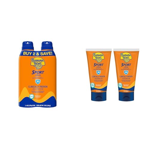 Banana Boat Sport Ultra SPF 30 Sunscreen Spray & Lotion Twin Packs | 6oz Spray & 3oz Lotion