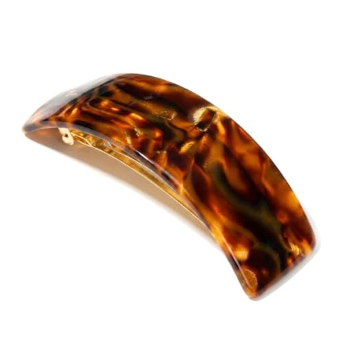 Large Brown French Hair Barrette for Thick Hair - Elegant French Craftsmanship
