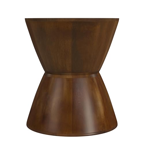 Walnut Mango Wood End Table - Spatial Order Round Accent Side Table