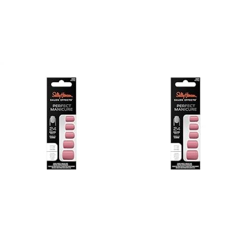 Sally Hansen Salon Effects¢ç Perfect Manicure, Pink Clay, Press On Nails, Square Shaped, Non-Damaging Adhesive Tabs, File, and Alcohol Pad Included (Pack of 2)