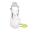 Servelove Grey Green Long Anime Cosplay Wig with Ponytail for Costume & Role Play
