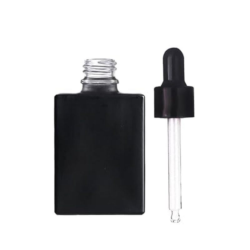 6 Pack 1.7oz Black Square Glass Dropper Bottles 50ML Square Essential Oils Dropper Bottles Tincture Bottle with Eye Dropper for Perfumes, Liquids, Hair and Body Oils (Black)