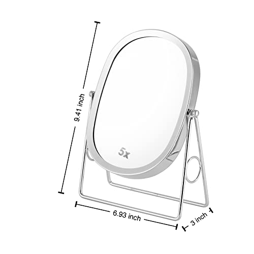 JOYOEIKON Classic Dual Sided 5X and 1X Magnifying Makeup Mirror and Tabletop Standing 360¡Æ Rotation Vanity Mirror,Desktop Cosmetic Mirror (Matt Black)