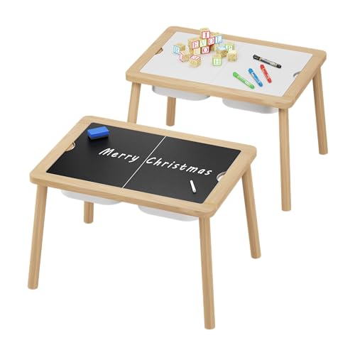 Kids Sensory Activity Table with Bins - Wooden Montessori Play Set
